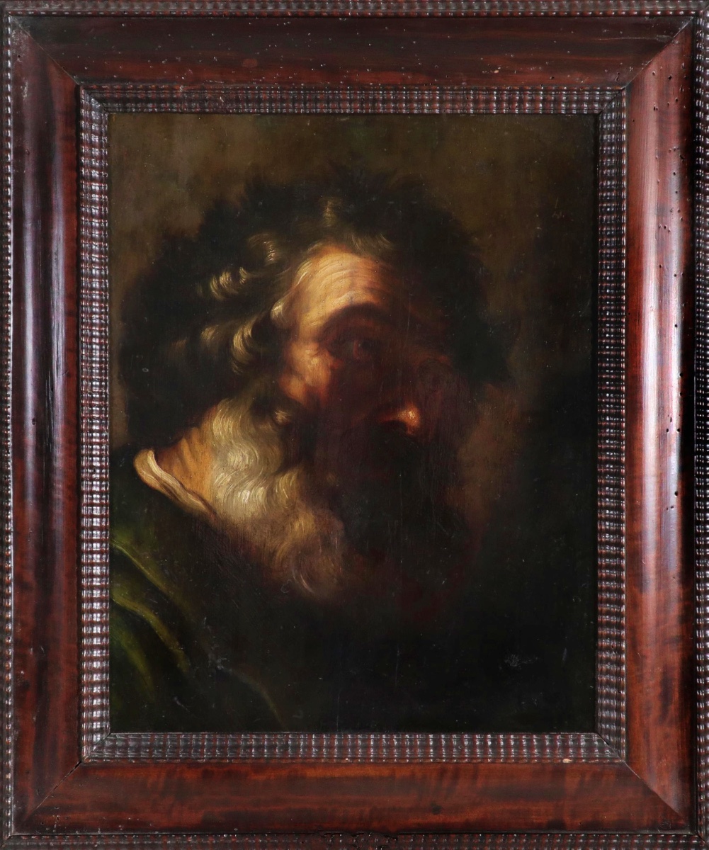  École Napolitaine, dans le style de Jusepe de Ribera, XVIIe siècle " Portrait d'un Vieill"-photo-1