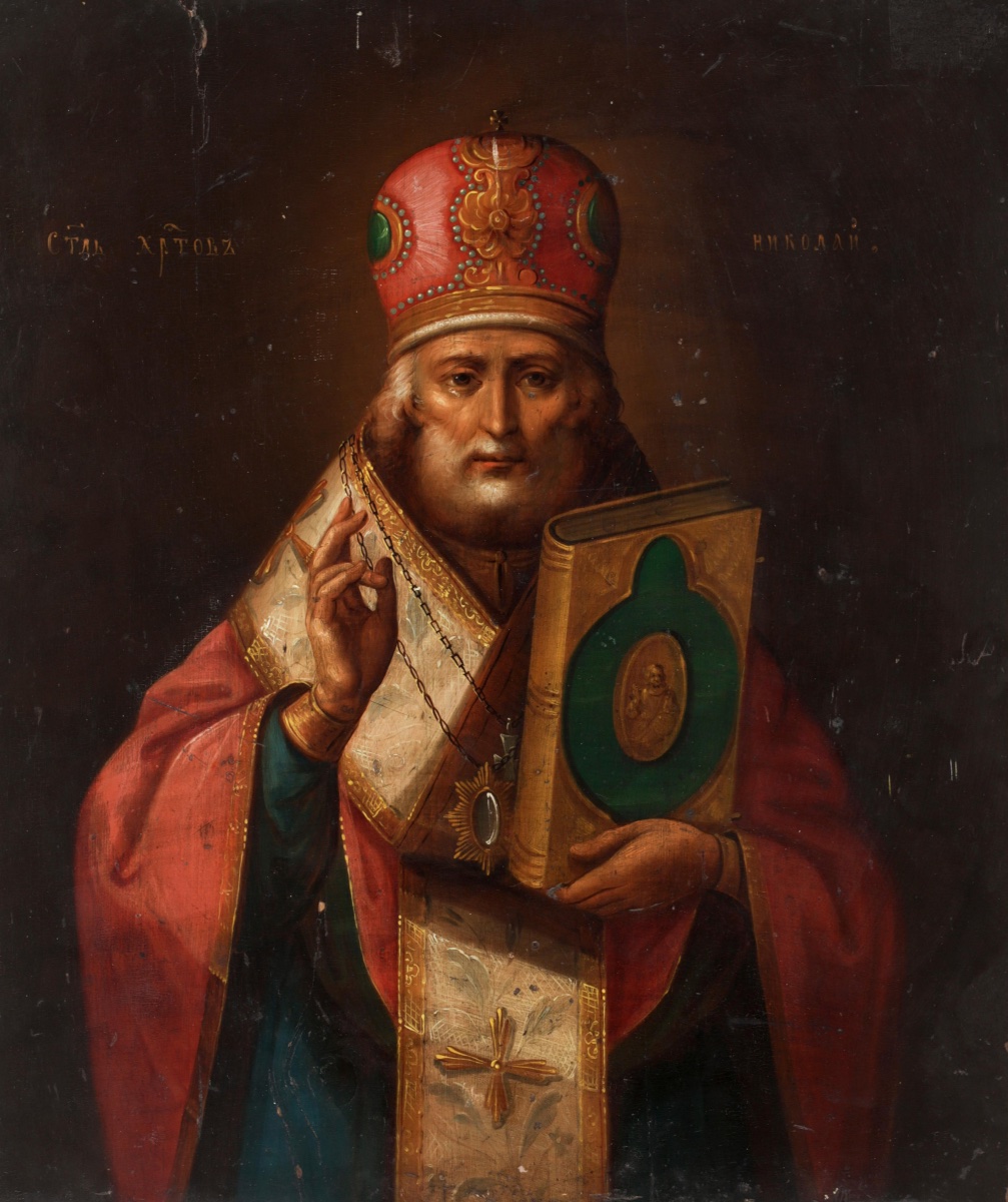  Russian Icon “saint Nicholas Of Myra,” 19th Century-photo-2