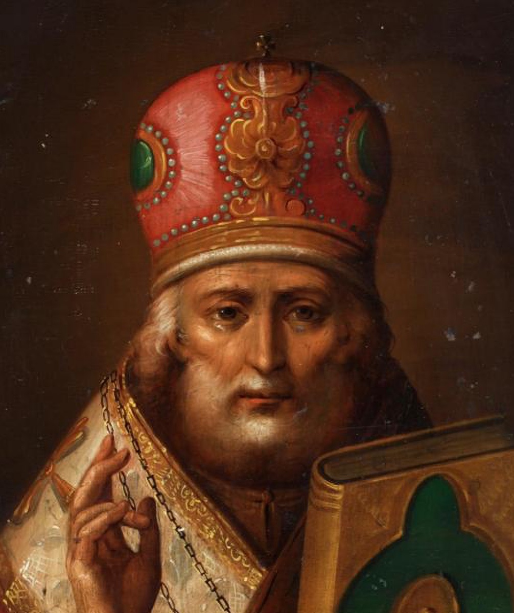  Russian Icon “saint Nicholas Of Myra,” 19th Century-photo-1