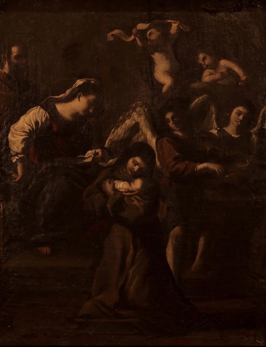 École italienne, XVIIe siècle « La Vision de sainte Claire »-photo-4
