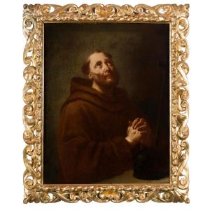 Domenico Fedeli, Maggiotto (Venise 1712-1794)  Saint François méditant devant le Crucifix
