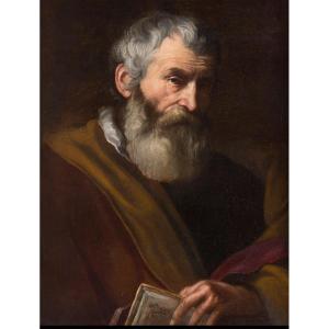 École italienne du XVIIe siècle, disciple de Jusepe Ribera  « Homme barbu tenant un livre »