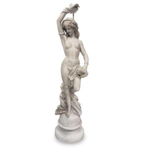 Sculpture Italienne du XIXe siècle « Nu féminin »  Sculpture en marbre blanc de Carrare H. 174 