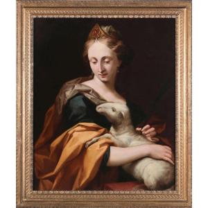 Antonio Franchi, dit le Lucquois (Villa Basílica 1638 - Florence 1709), attribué à  Santa Inés