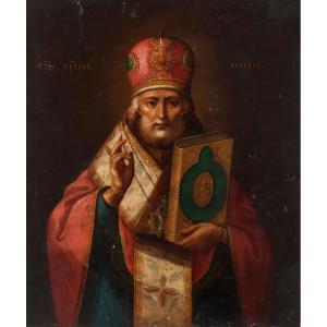  Icône russe « Saint Nicolas de Myre », XIXe siècle