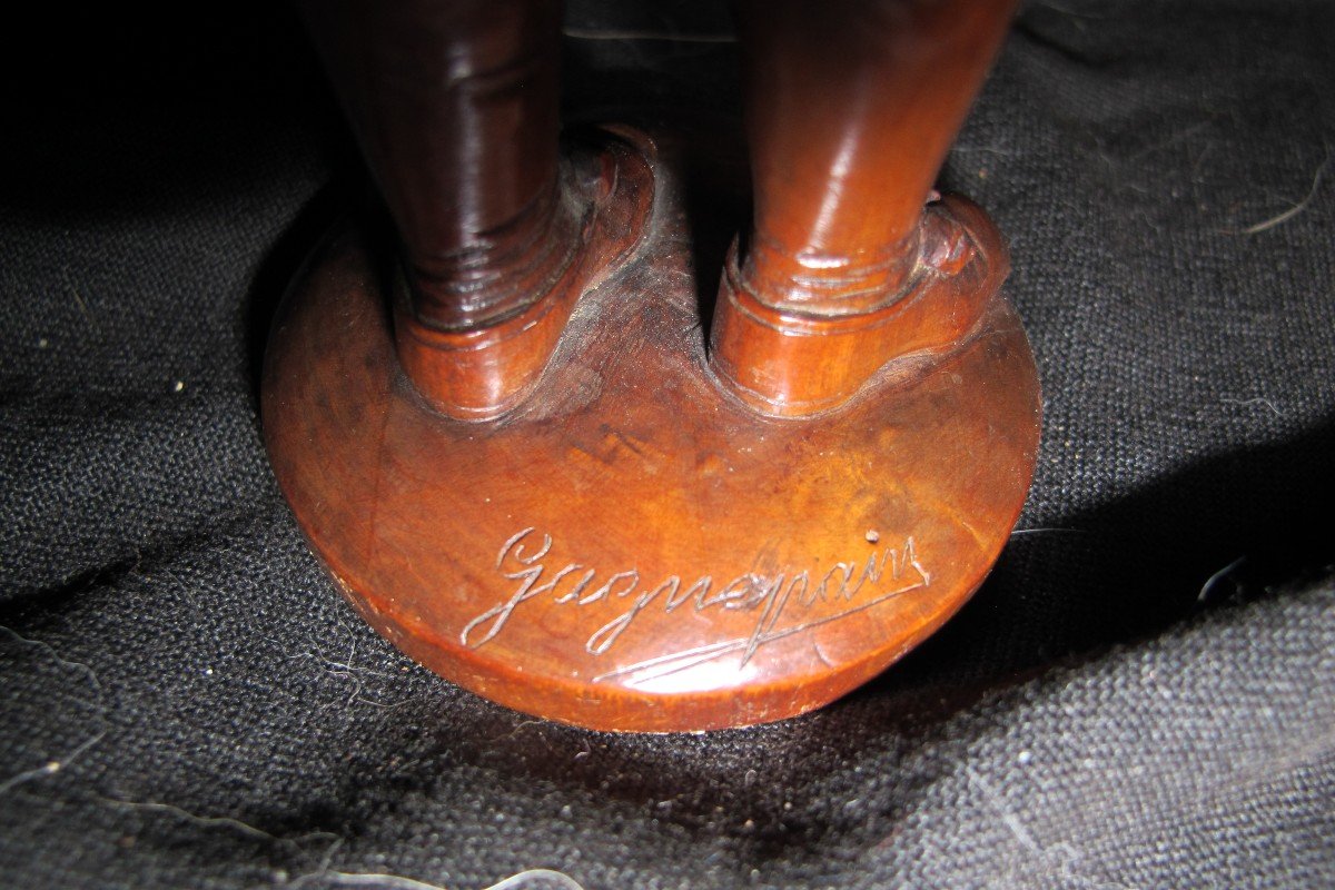 XIX Boxwood Carved Renaissance Character Signed Gagnepain-photo-4