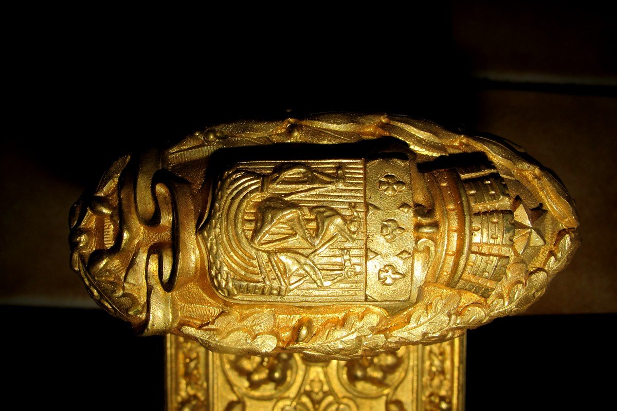 XIX Lock In Gilt Bronze With The Arms Of Paris-photo-4