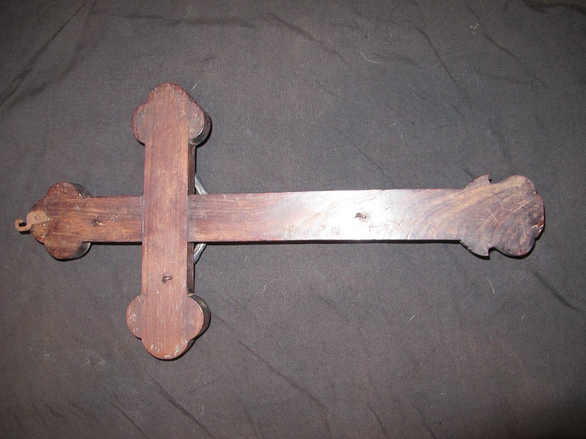 Indochine Tonkin Crucifix Nacre Et Bronze Argente-photo-8
