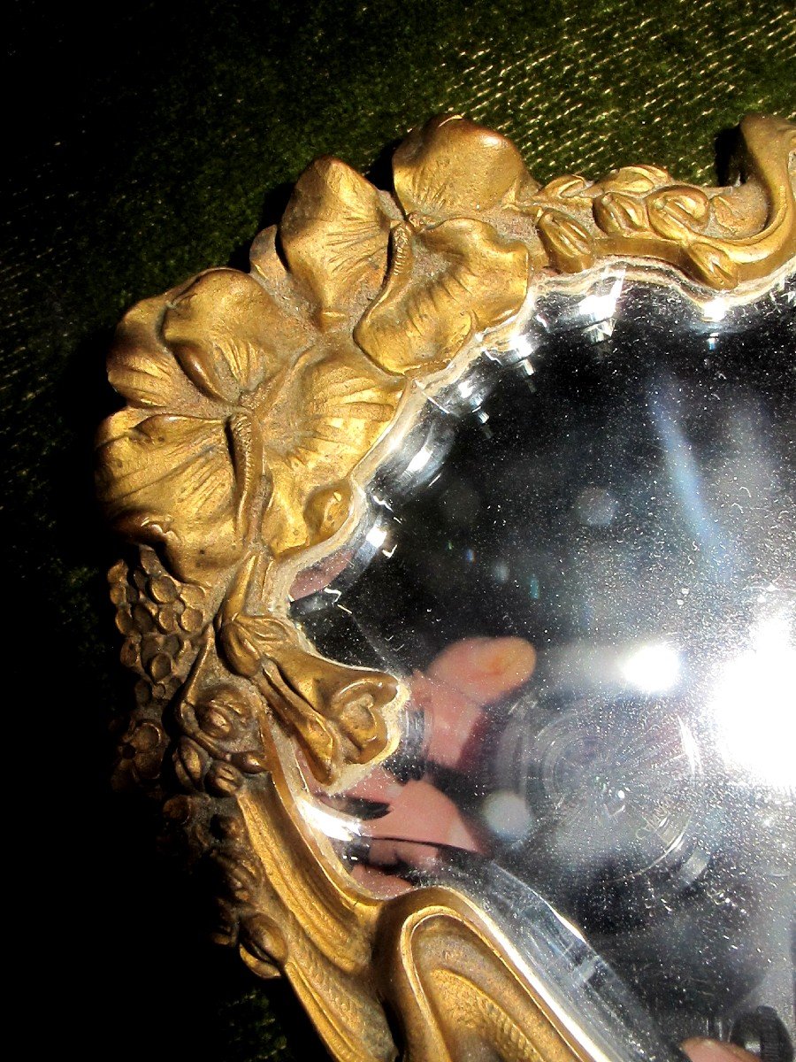  Face A Main Bronze Miroir biseaute Art Nouveau Femme-photo-3