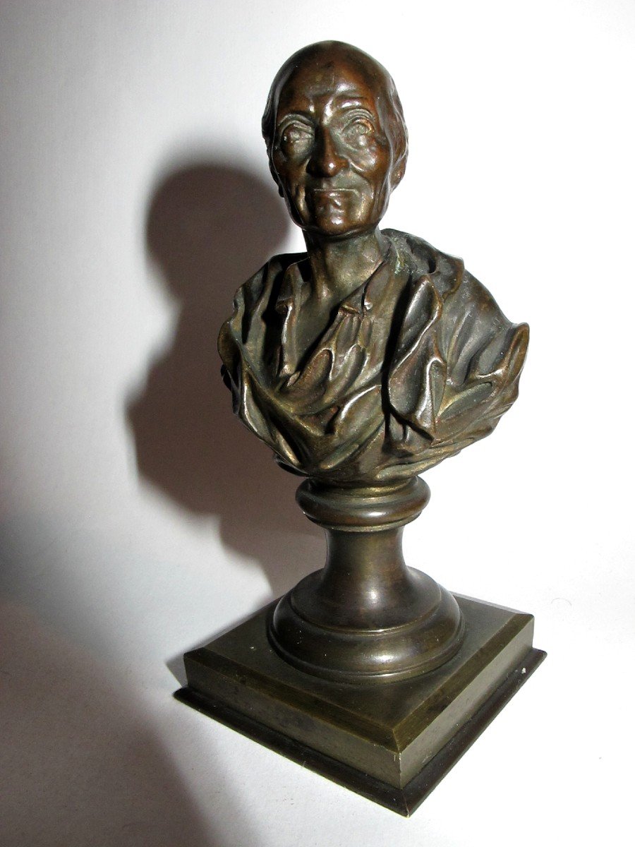 Bust Of Voltaire In Bronze-photo-3