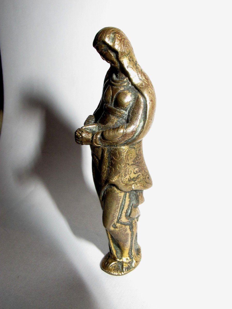 Giuseppe Levis  Prise De Cloche  Vierge En Bronze Doré -photo-3