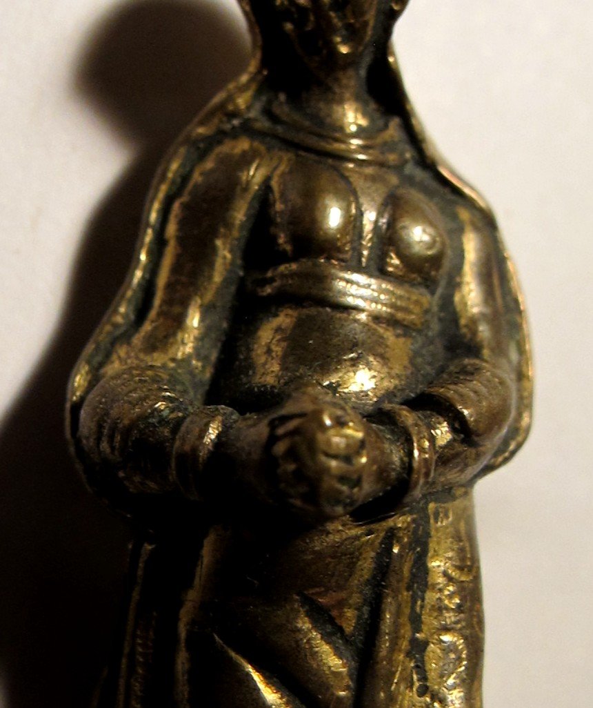 Giuseppe Levis  Prise De Cloche  Vierge En Bronze Doré -photo-2