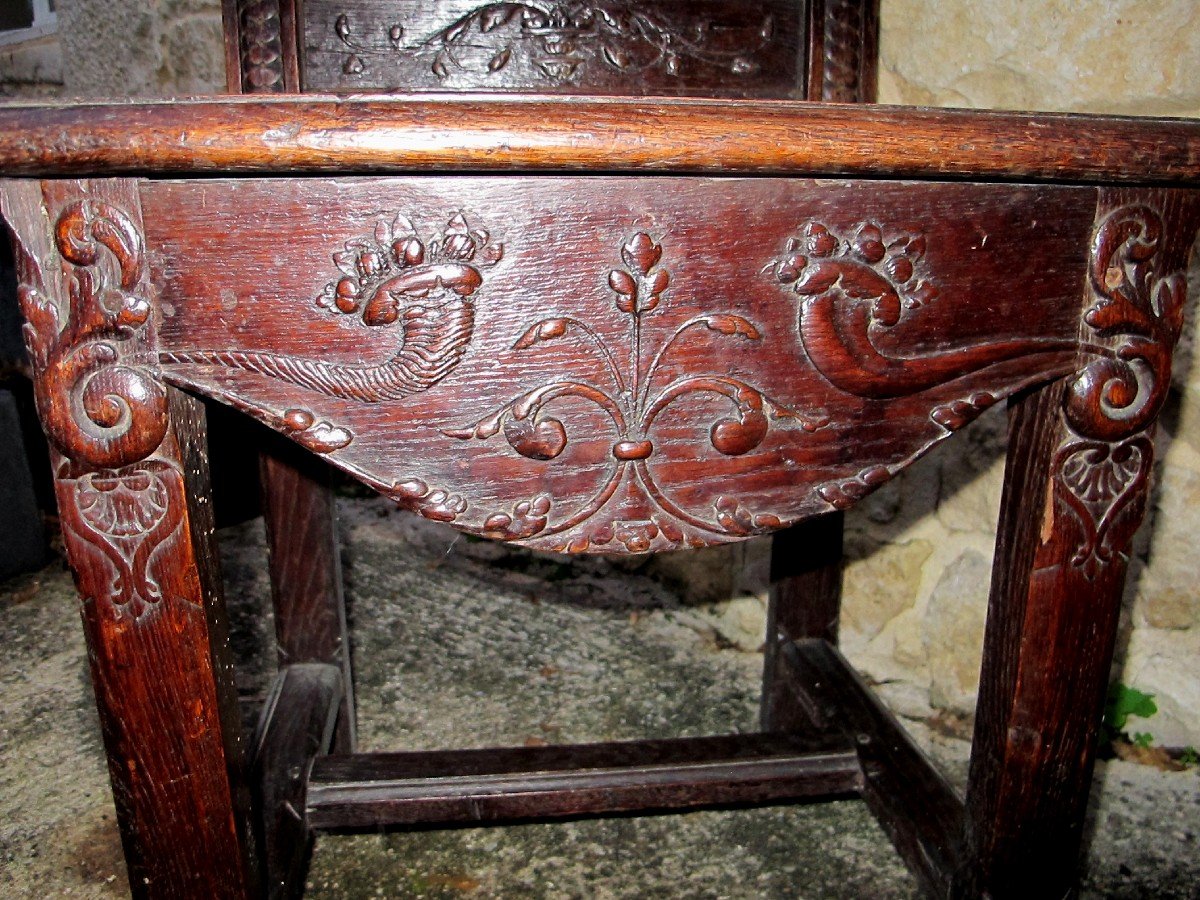 Renaissance Oak Chair Profile Of A Man XVII And XIX-photo-4