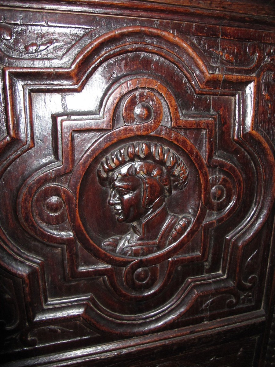 Renaissance Oak Chair Profile Of A Man XVII And XIX-photo-4