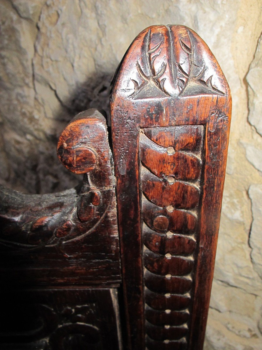 Renaissance Oak Chair Profile Of A Man XVII And XIX-photo-5