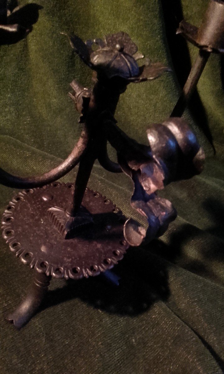 XIX Zoomorphic Candlestick In Wrought Iron-photo-5