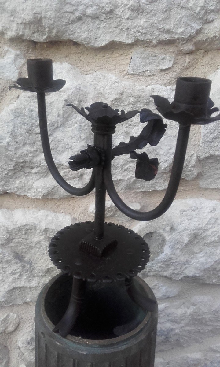 XIX Zoomorphic Candlestick In Wrought Iron
