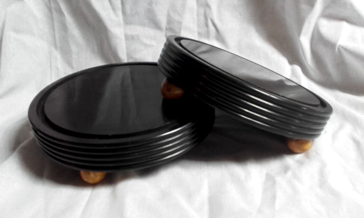 XIX Pair Of Black And Yellow Siena Marble Bases