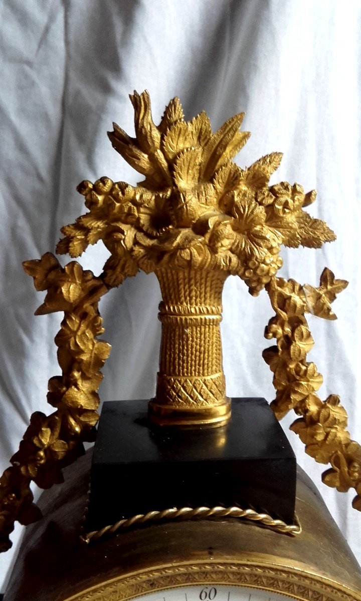 XVIII Pendule Consulat Empire Marbre Bronze Doré Aux Sphinges-photo-3