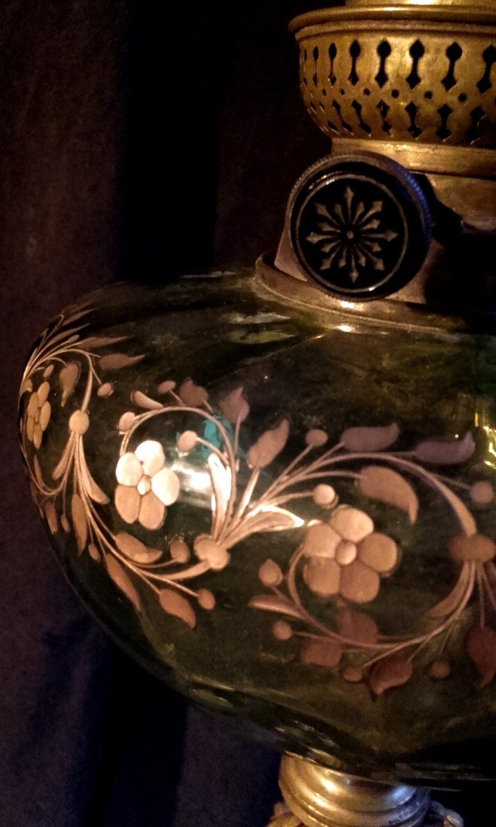 Large Bronze And Gold Oil Lamp -photo-8