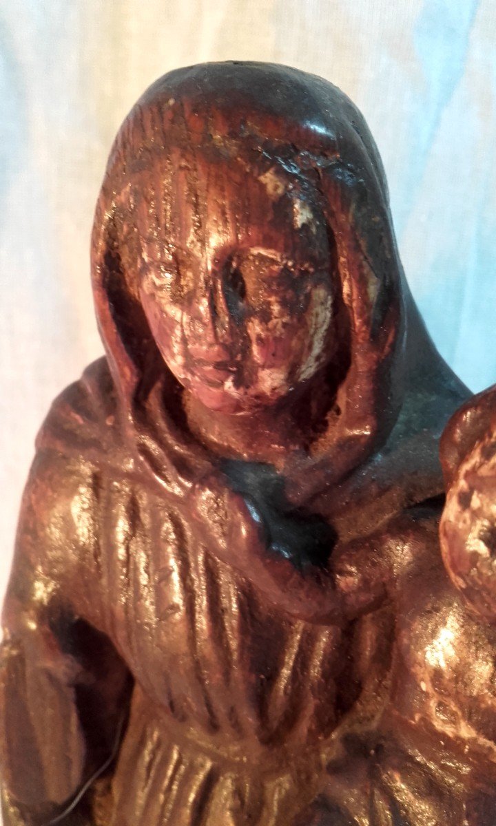 XVII Virgin And Child In Carved Wood-photo-4
