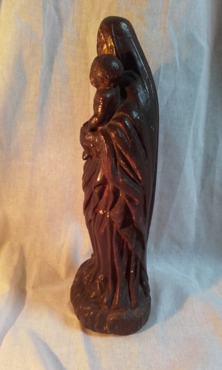 XVII Virgin And Child In Carved Wood-photo-2