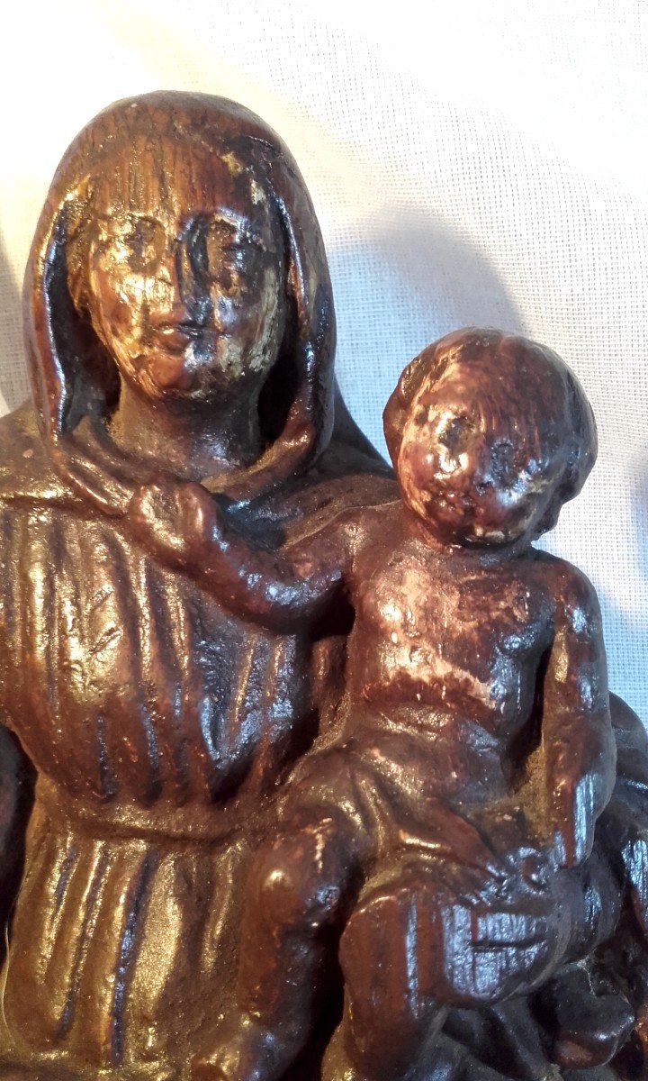 XVII Virgin And Child In Carved Wood-photo-5