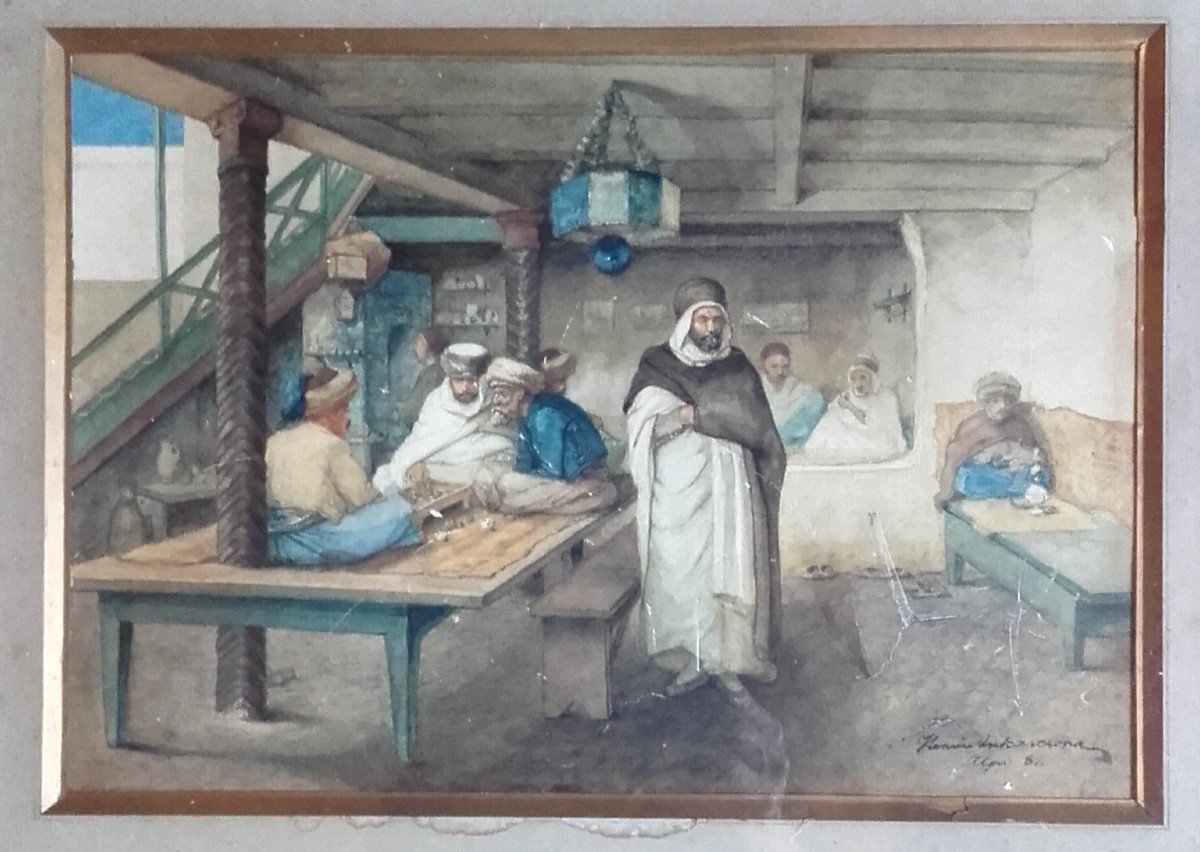 Orientalist 1884 Café Moors In Algiers By Henrik Ankarcrona-photo-2