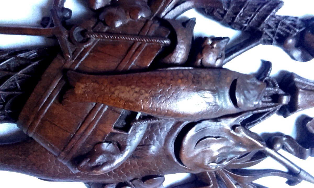 XIX Carved Wood Fishing Trophy -photo-2