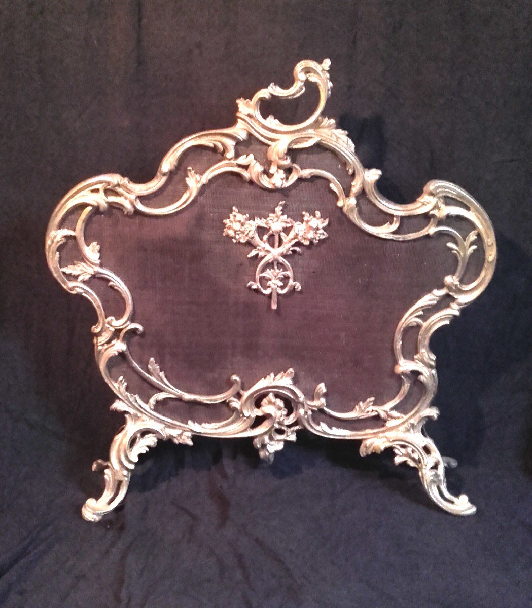XIX Louis XV Style Bronze Fire Screen -photo-2