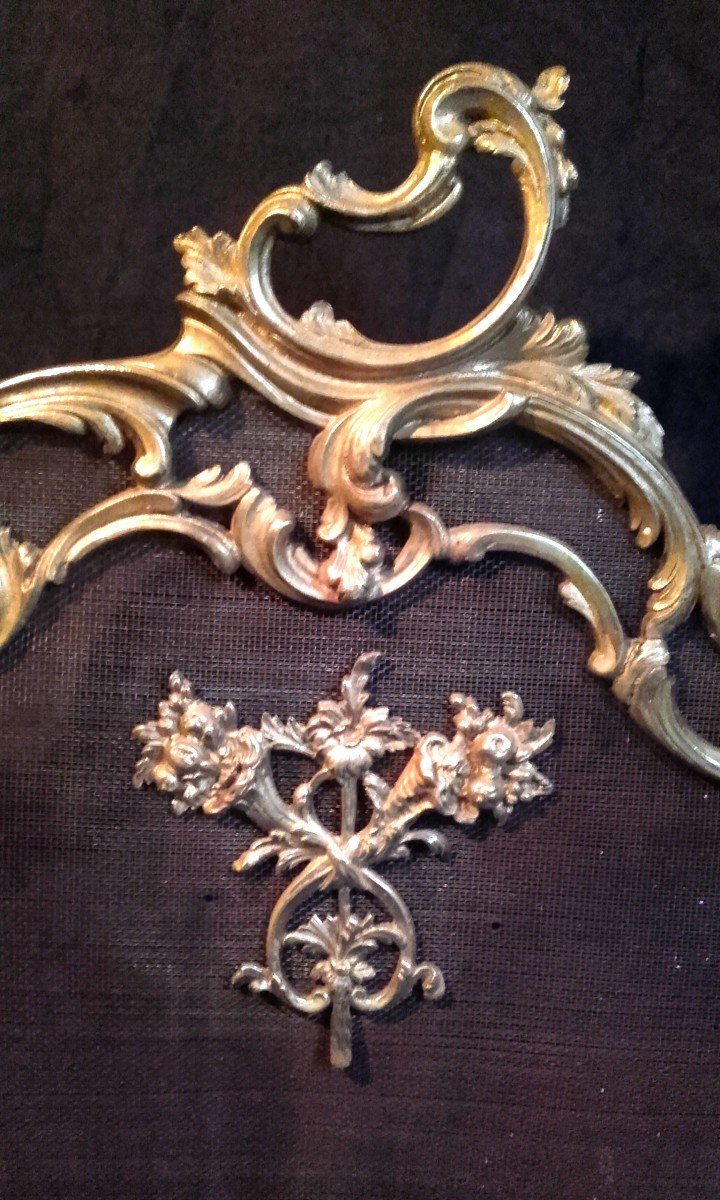 XIX Louis XV Style Bronze Fire Screen -photo-3