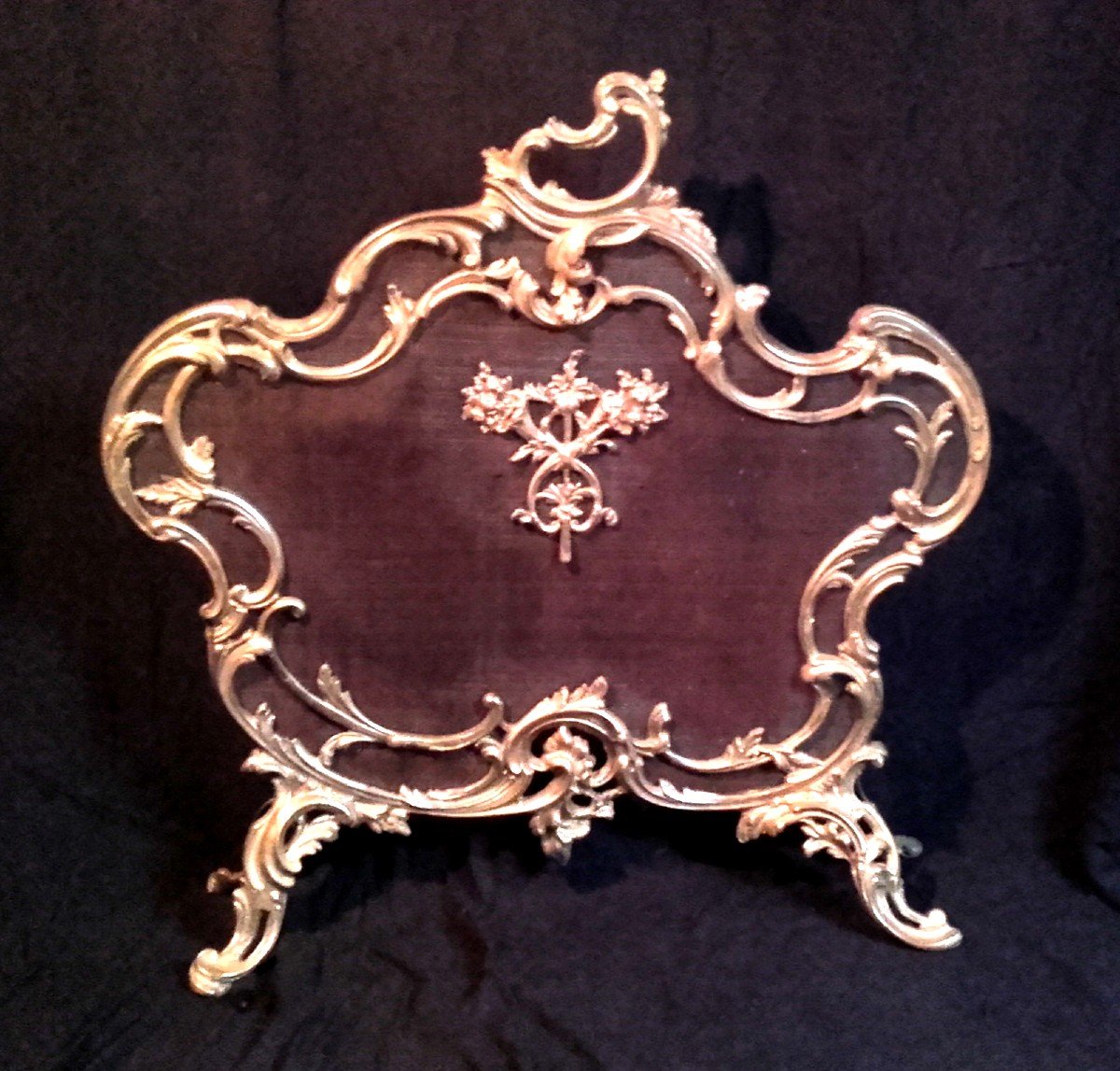 XIX Louis XV Style Bronze Fire Screen 