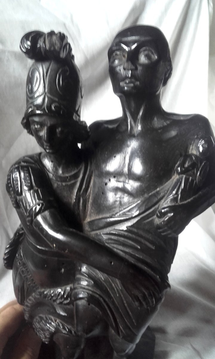 Aeneas Carrying His Father In Carved Wood-photo-2