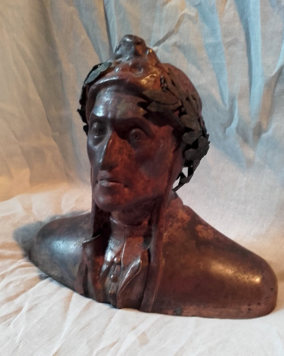 Bronze  Dante Alighieri a la couronne de laurier Grand tour-photo-2