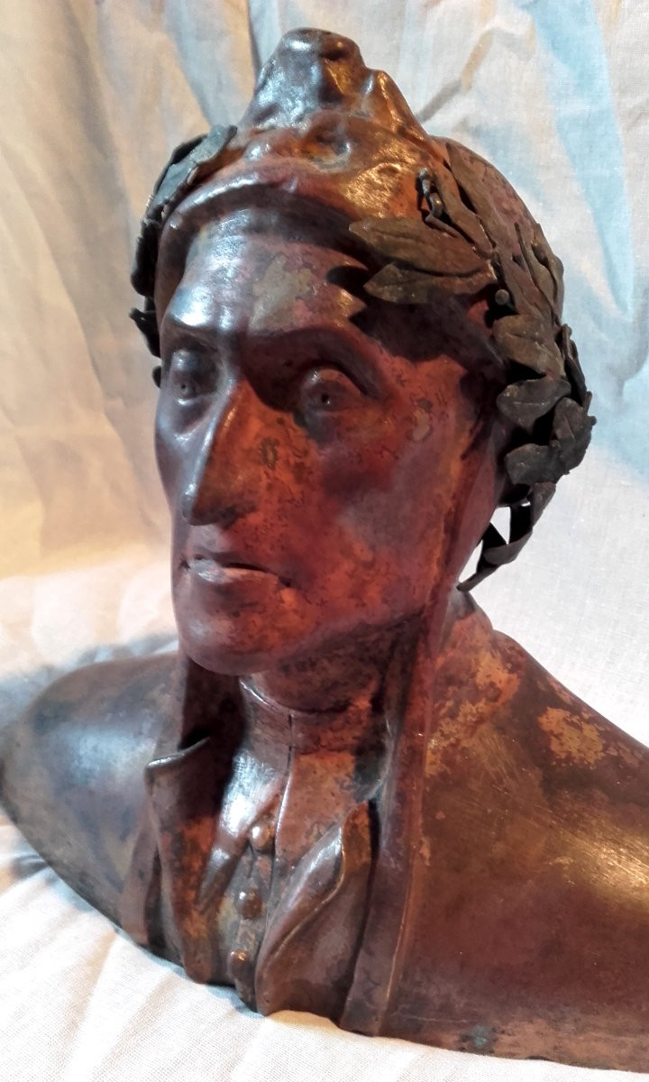 Bronze  Dante Alighieri a la couronne de laurier Grand tour-photo-3