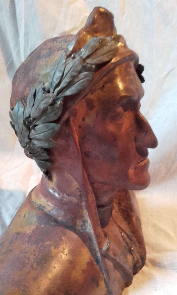 Bronze  Dante Alighieri a la couronne de laurier Grand tour-photo-2