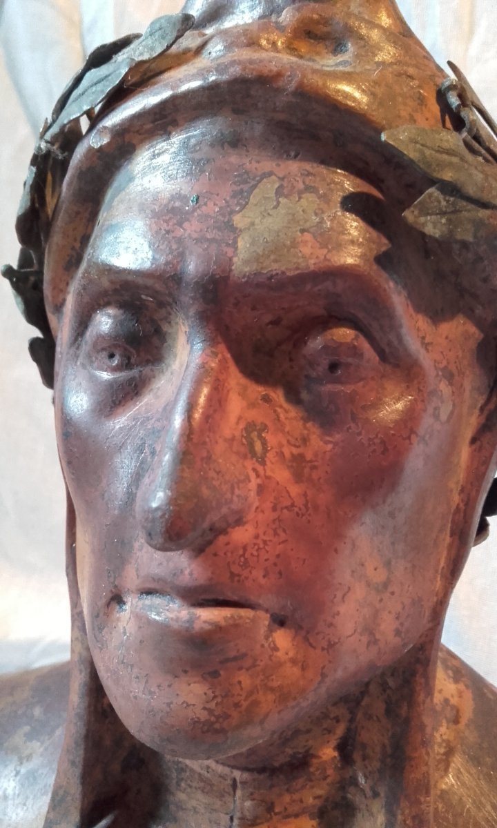 Bronze  Dante Alighieri a la couronne de laurier Grand tour-photo-4