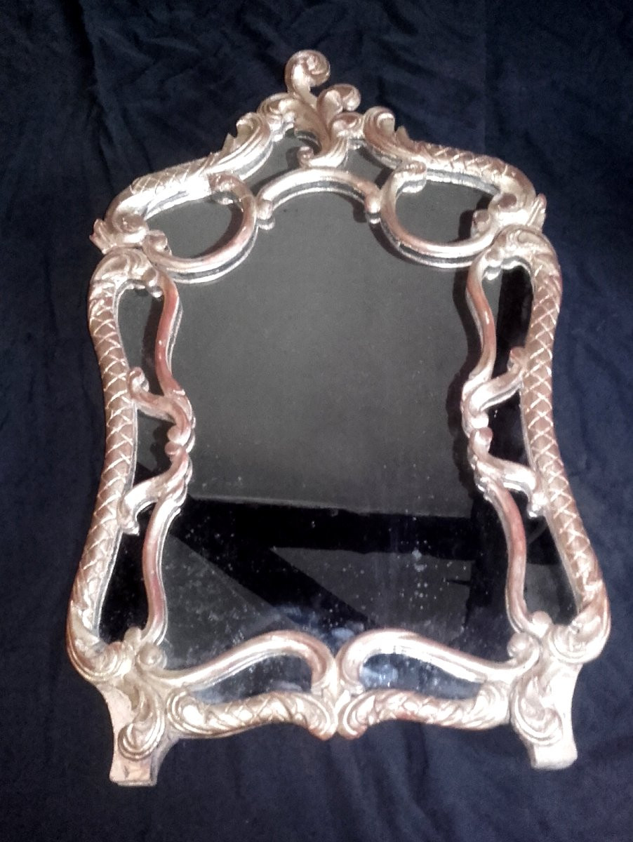 XVIII Mirror With Gilded Wooden Bead 62x38 Cm-photo-3