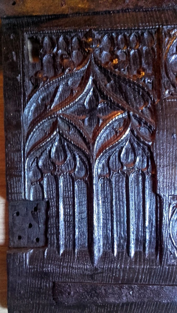 Gothic Oak Credenza Door Circa 1500-photo-3