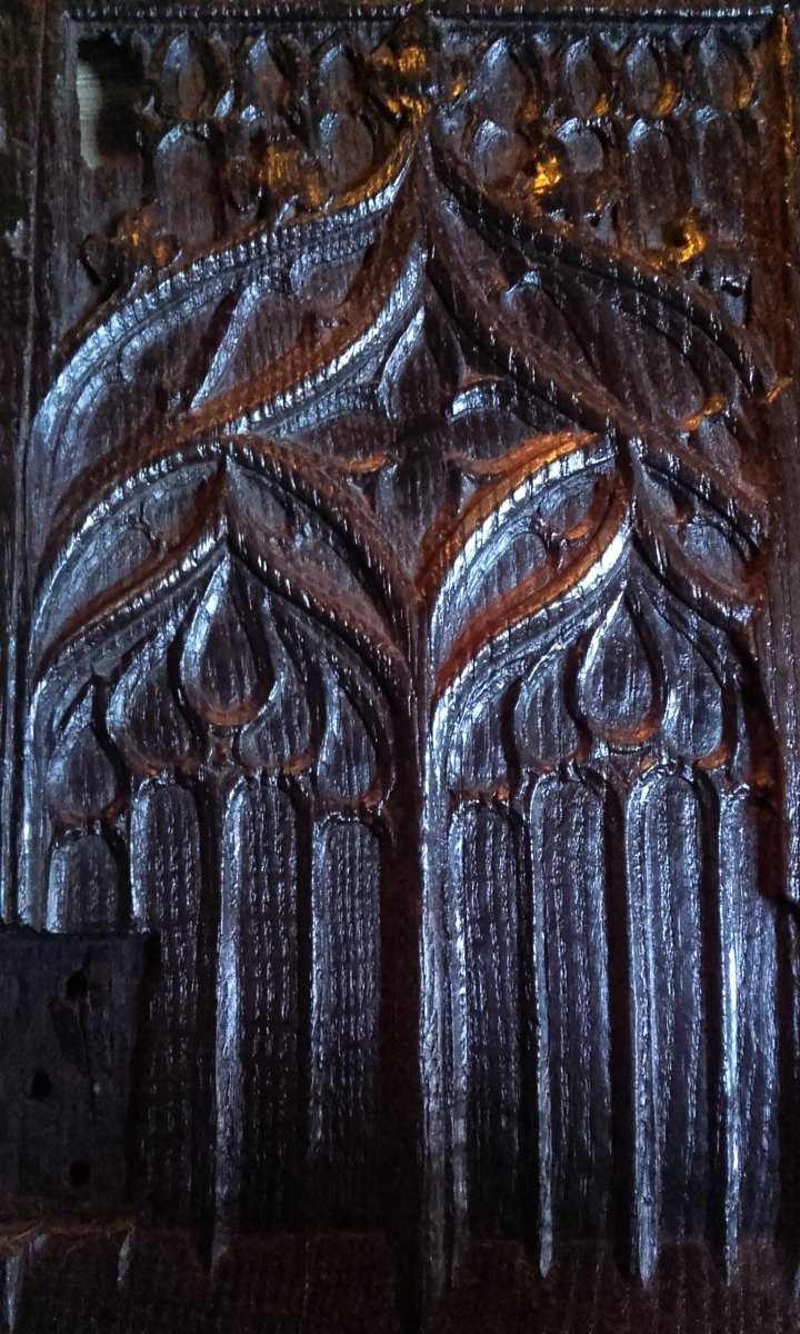 Gothic Oak Credenza Door Circa 1500-photo-6