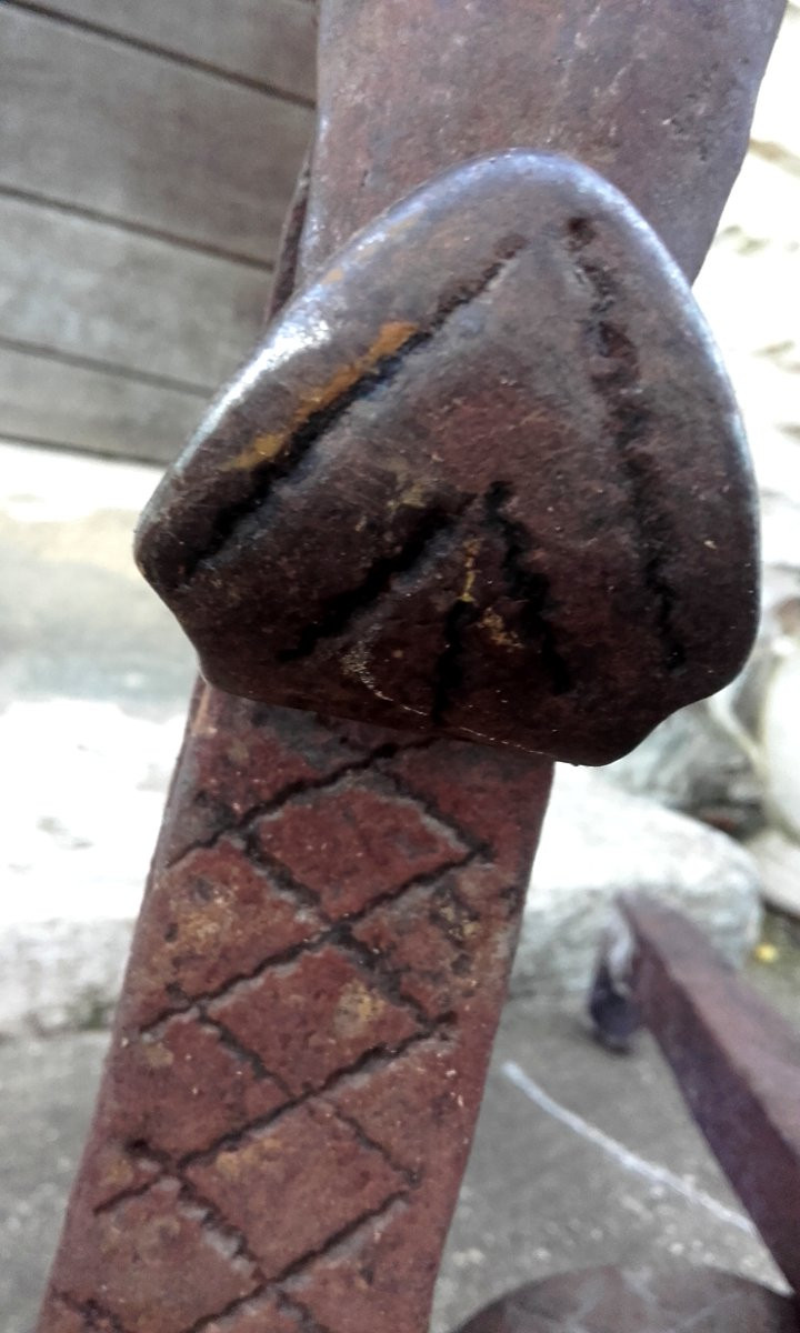 XVII Forte et grande paire  chenets a tête de bélier H 81 cm-photo-3