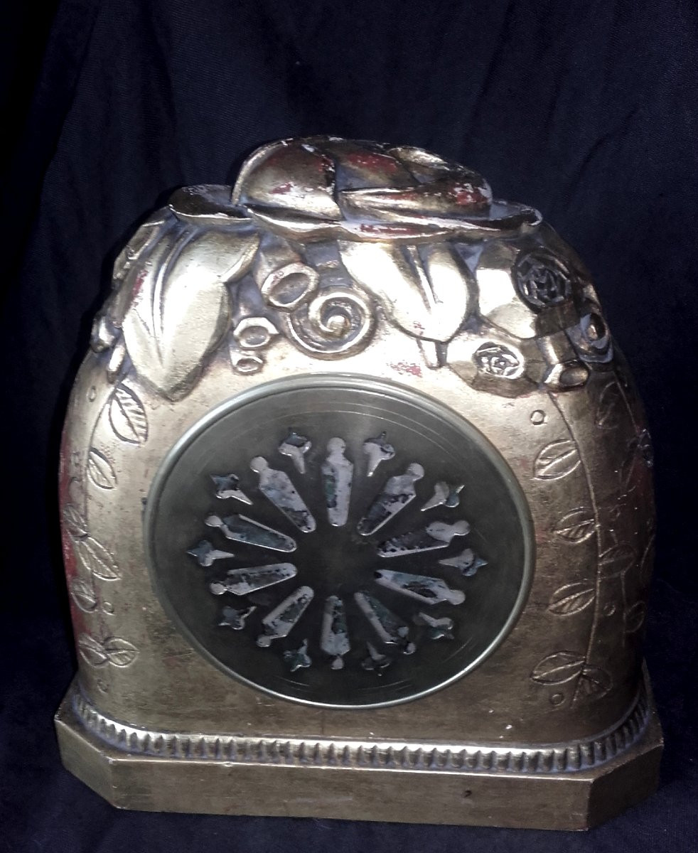 Art Deco Clock In Gilded Wood Dlg By Süe And Mare-photo-2