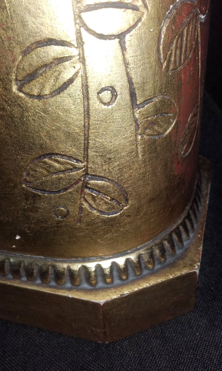 Art Deco Clock In Gilded Wood Dlg By Süe And Mare-photo-4