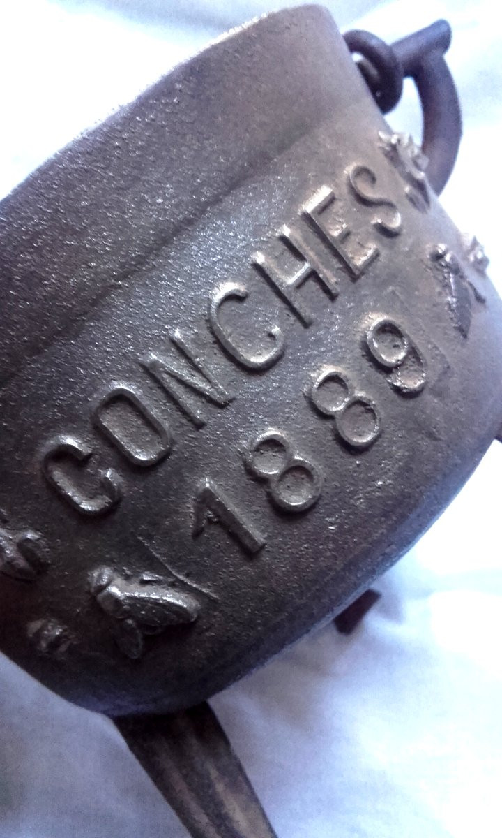 Art populaire petite  marmite daté situé patronymique locomotive-photo-2