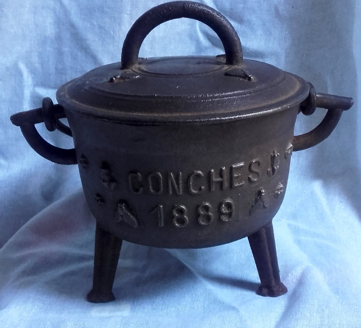 Art populaire petite  marmite daté situé patronymique locomotive-photo-3