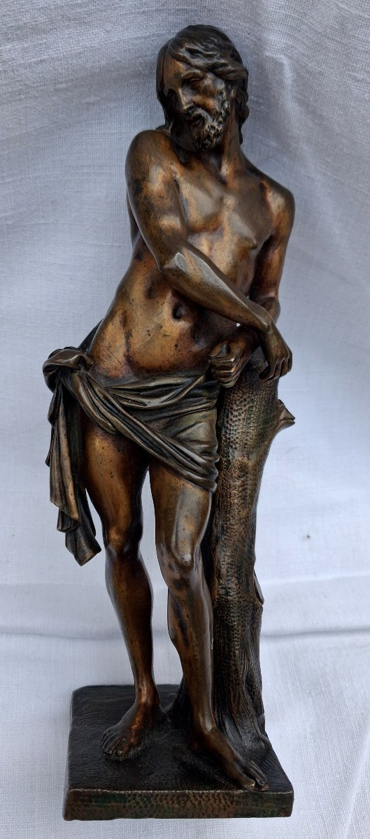 18th Century Christ At The Column In Bronze After François Duquesnoy
