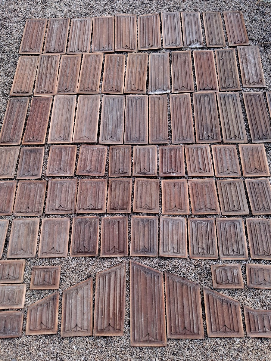 Extensive Set Of 78 Oak Napkin Fold Panels