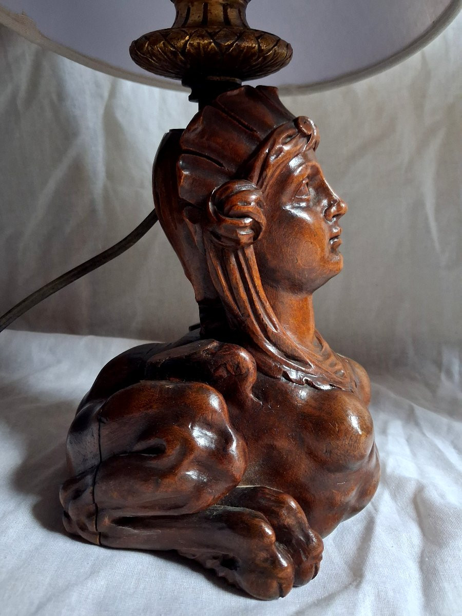 Pair Of Renaissance Carved Wooden Lamps-photo-3