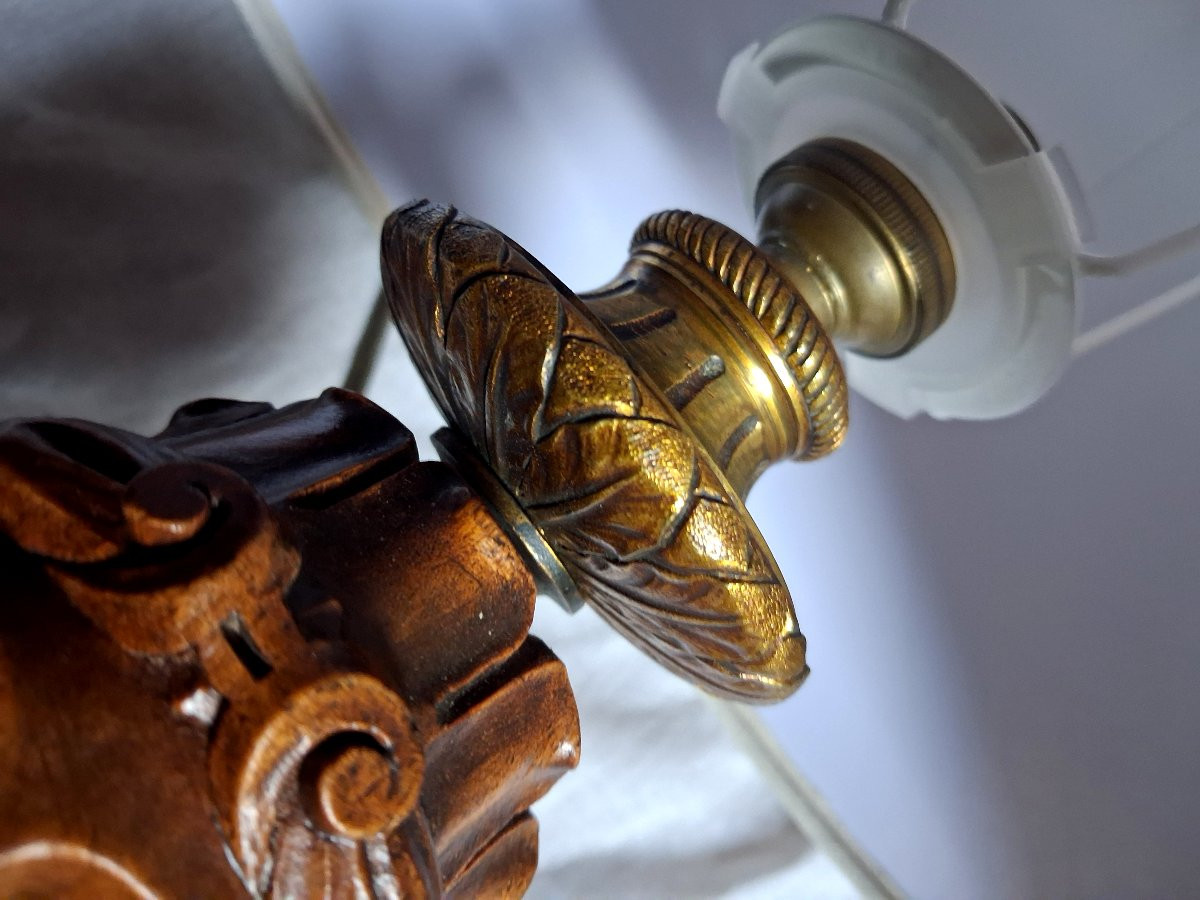 Pair Of Renaissance Carved Wooden Lamps-photo-7