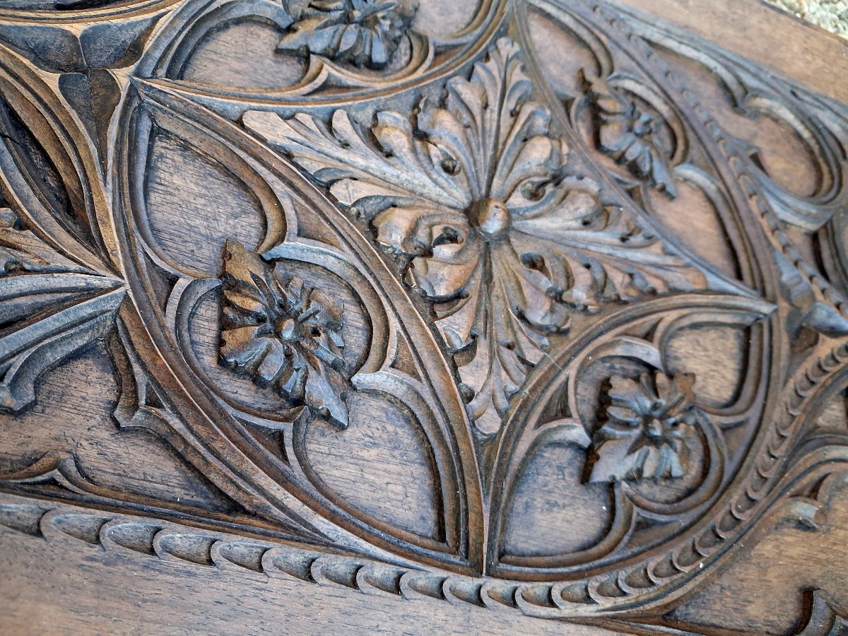 Pair Of Gothic Carved Walnut Panels, 68 X 36 Cm-photo-2